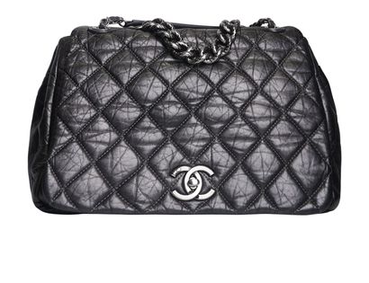 Quilted Large Pondichery Flap Bag, front view